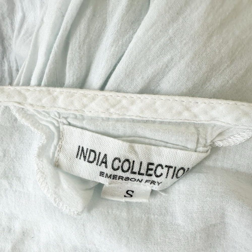 Emerson Fry India Collection Embroidered Cotton Tie Front Peasant Blouse small - Picture 6 of 7